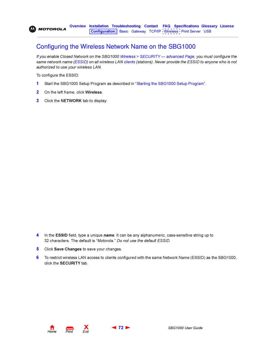 ADS Technologies manual Configuring the Wireless Network Name on the SBG1000 