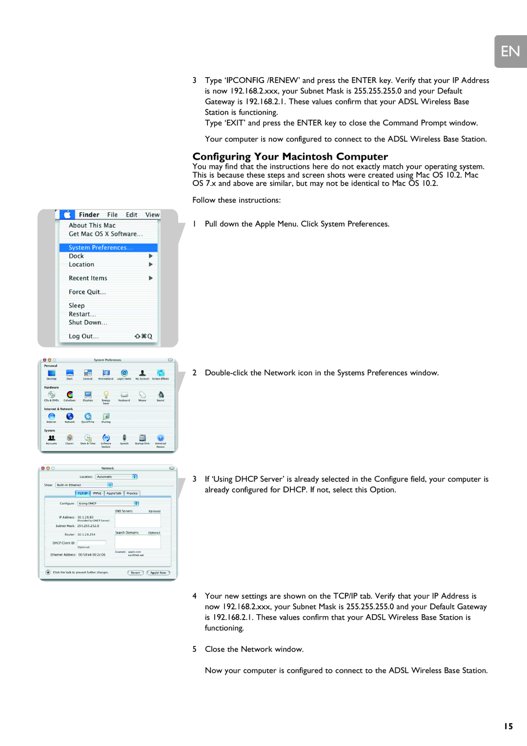 ADS Technologies SNA6500 user manual Configuring Your Macintosh Computer 