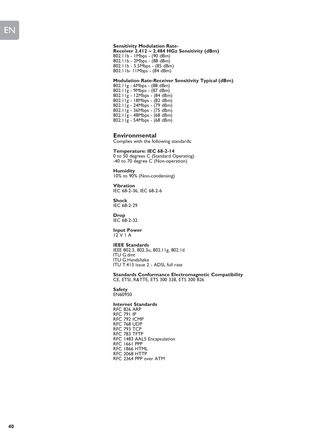 ADS Technologies SNA6500 user manual Environmental 