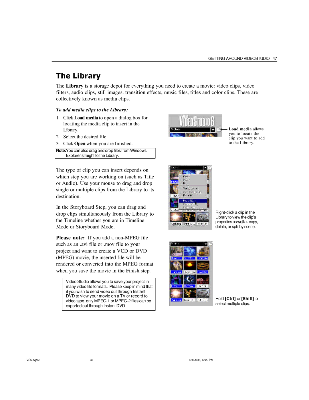 ADS Technologies USB Instant DVD manual To add media clips to the Library 