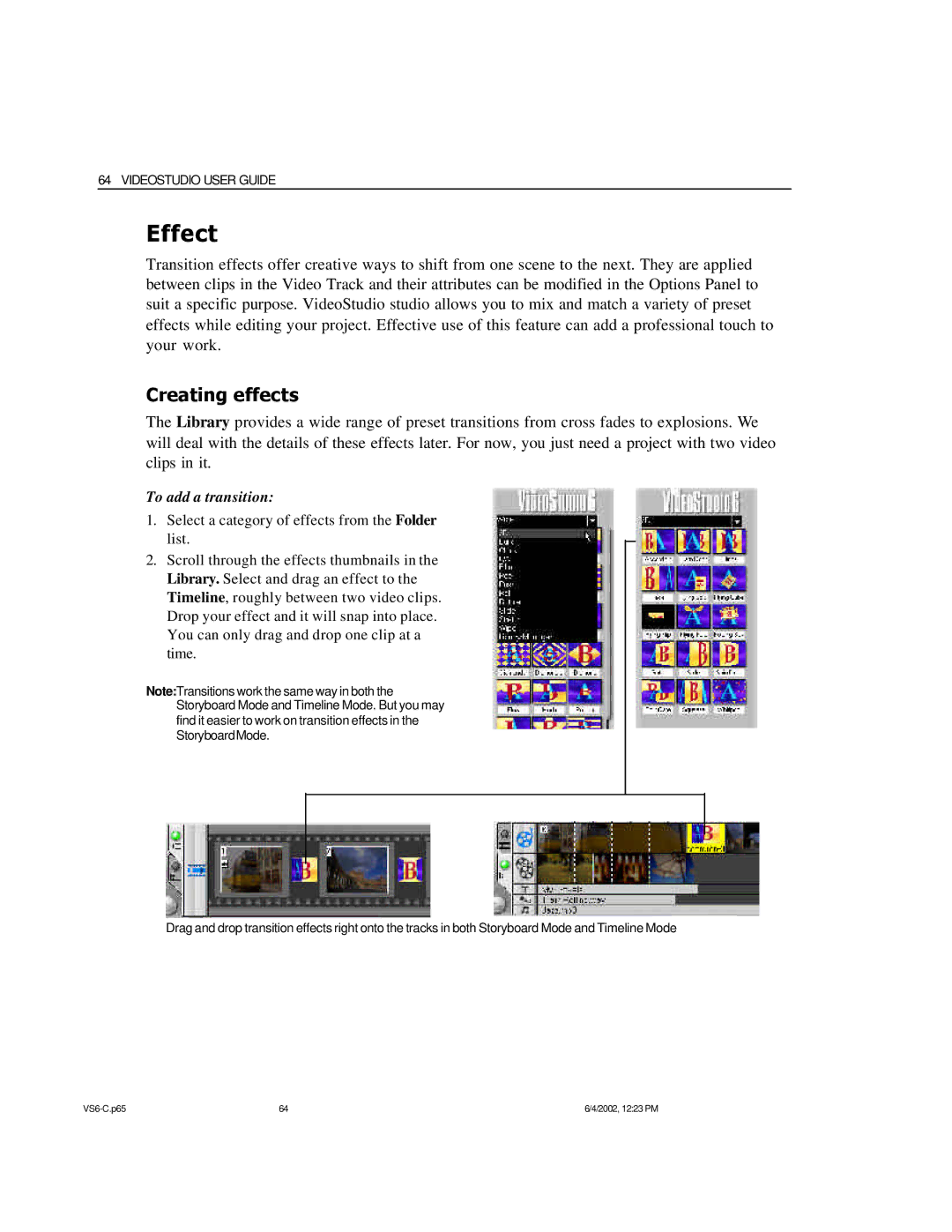 ADS Technologies USB Instant DVD manual Effect, Creating effects, To add a transition 