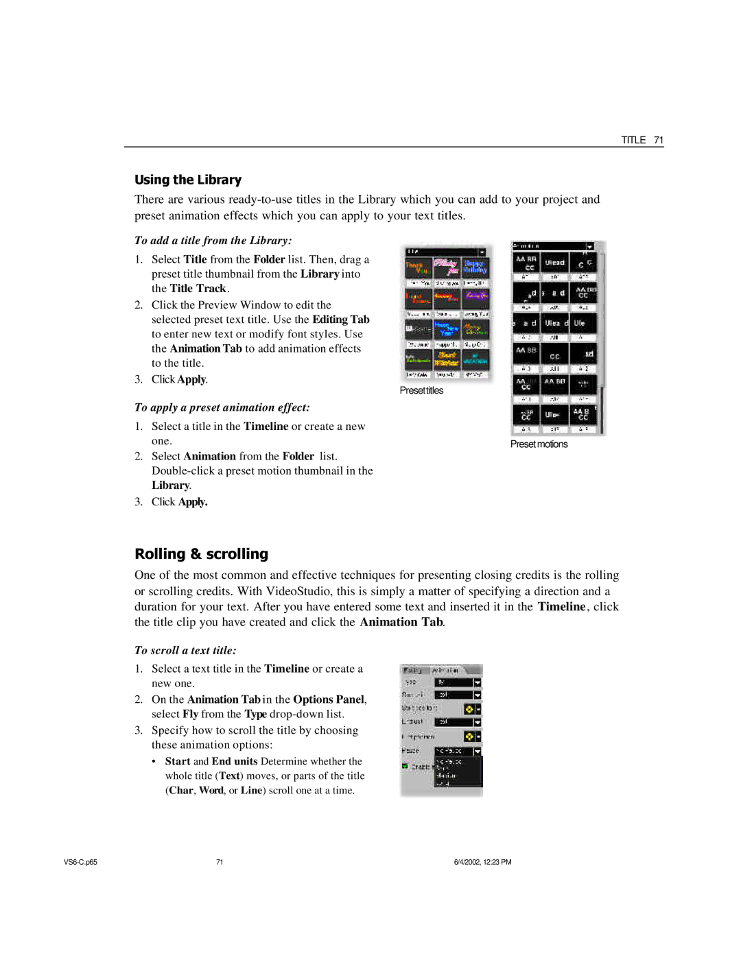 ADS Technologies USB Instant DVD manual Rolling & scrolling, Using the Library, To add a title from the Library 