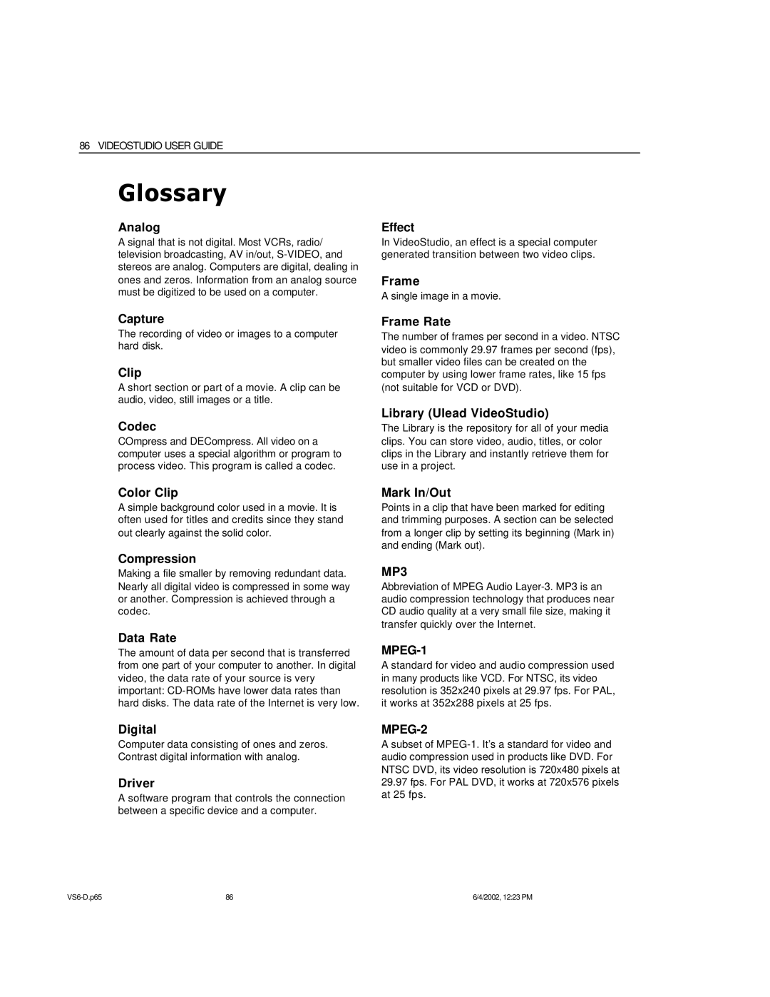 ADS Technologies USB Instant DVD manual Glossary, Analog 