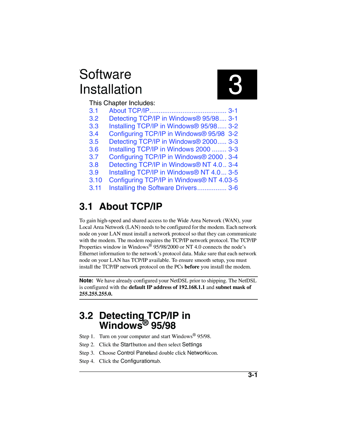 ADS Technologies version 5.2b1 manual Installation, About TCP/IP, Detecting TCP/IP Windows 95/98 