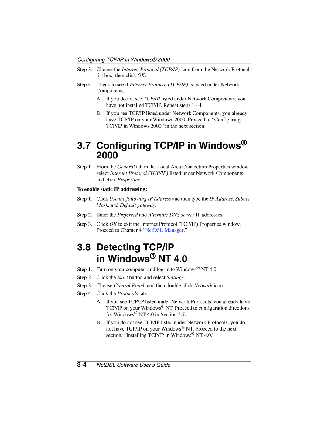 ADS Technologies version 5.2b1 manual Configuring TCP/IP in Windows, Detecting TCP/IP Windows NT 