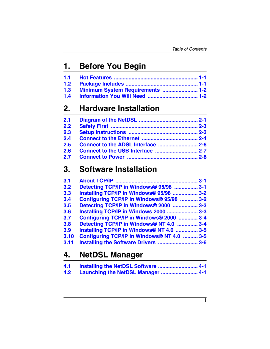 ADS Technologies version 5.2b1 manual Before You Begin, Hardware Installation, Software Installation, NetDSL Manager 