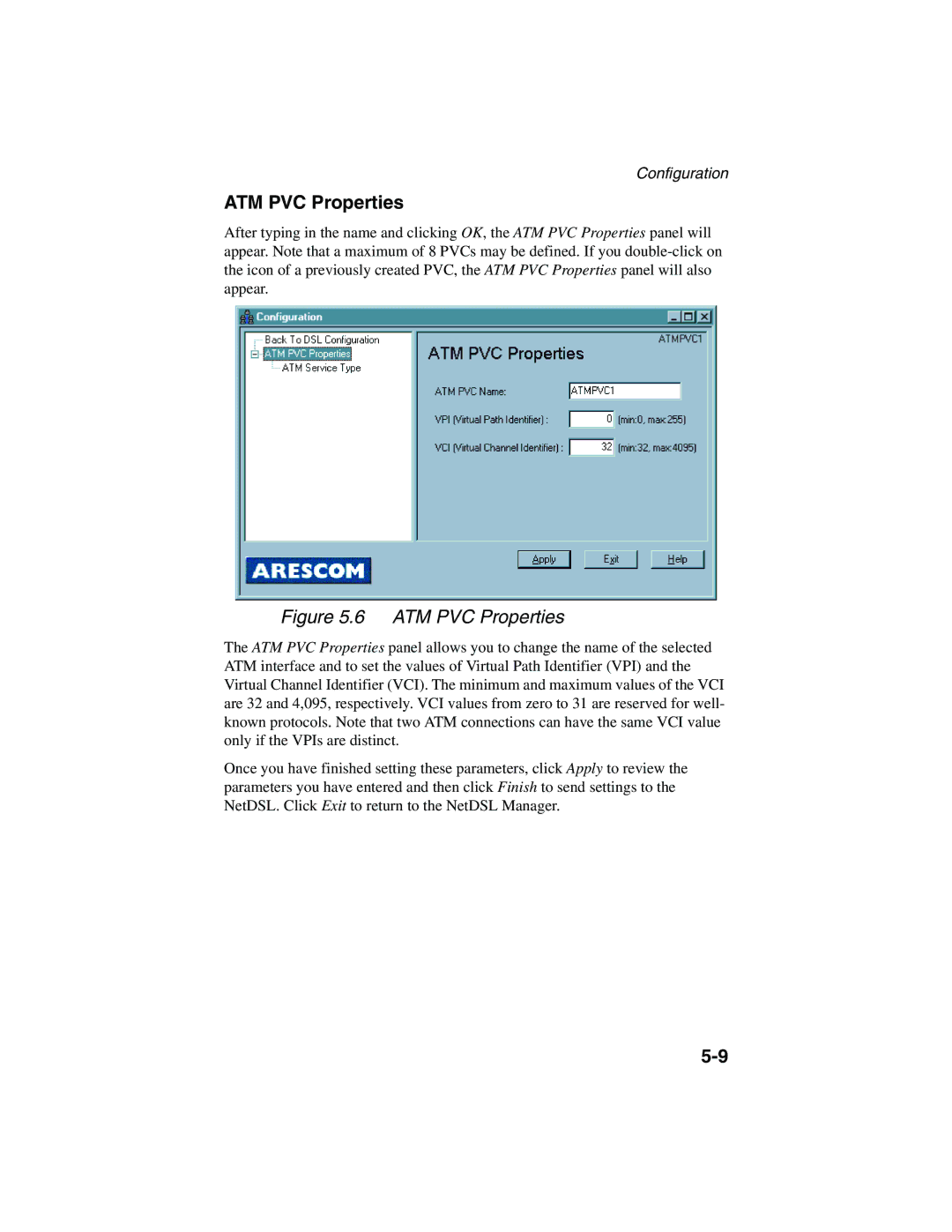 ADS Technologies version 5.2b1 manual ATM PVC Properties 