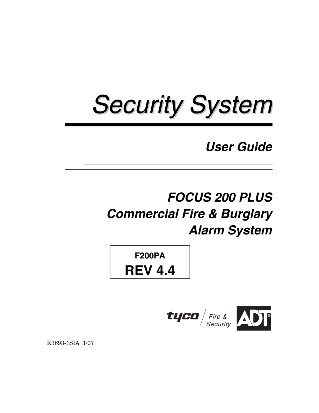 ADT Security Services 200 Plus manual Security System 