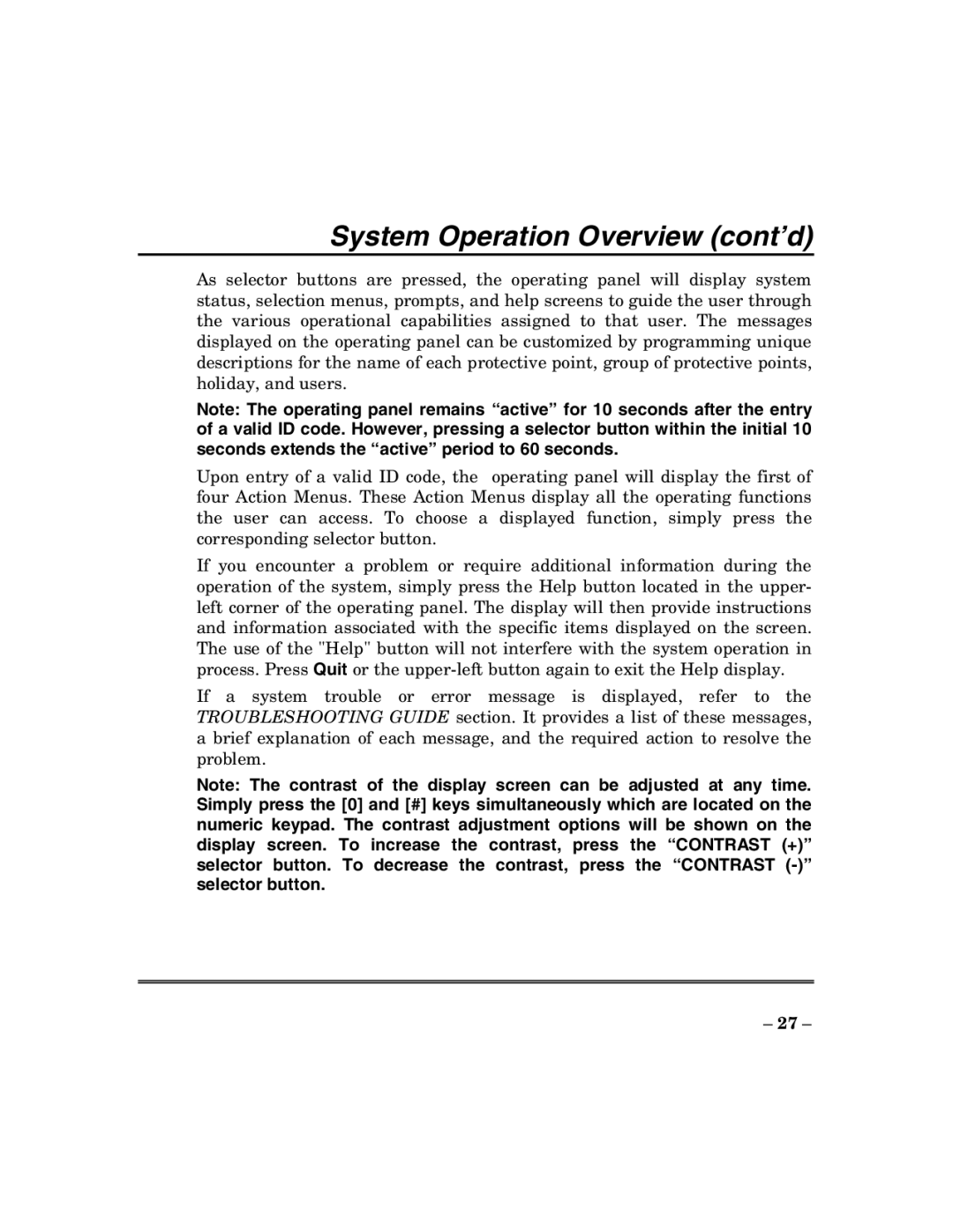 ADT Security Services 200 Plus manual System Operation Overview cont’d 