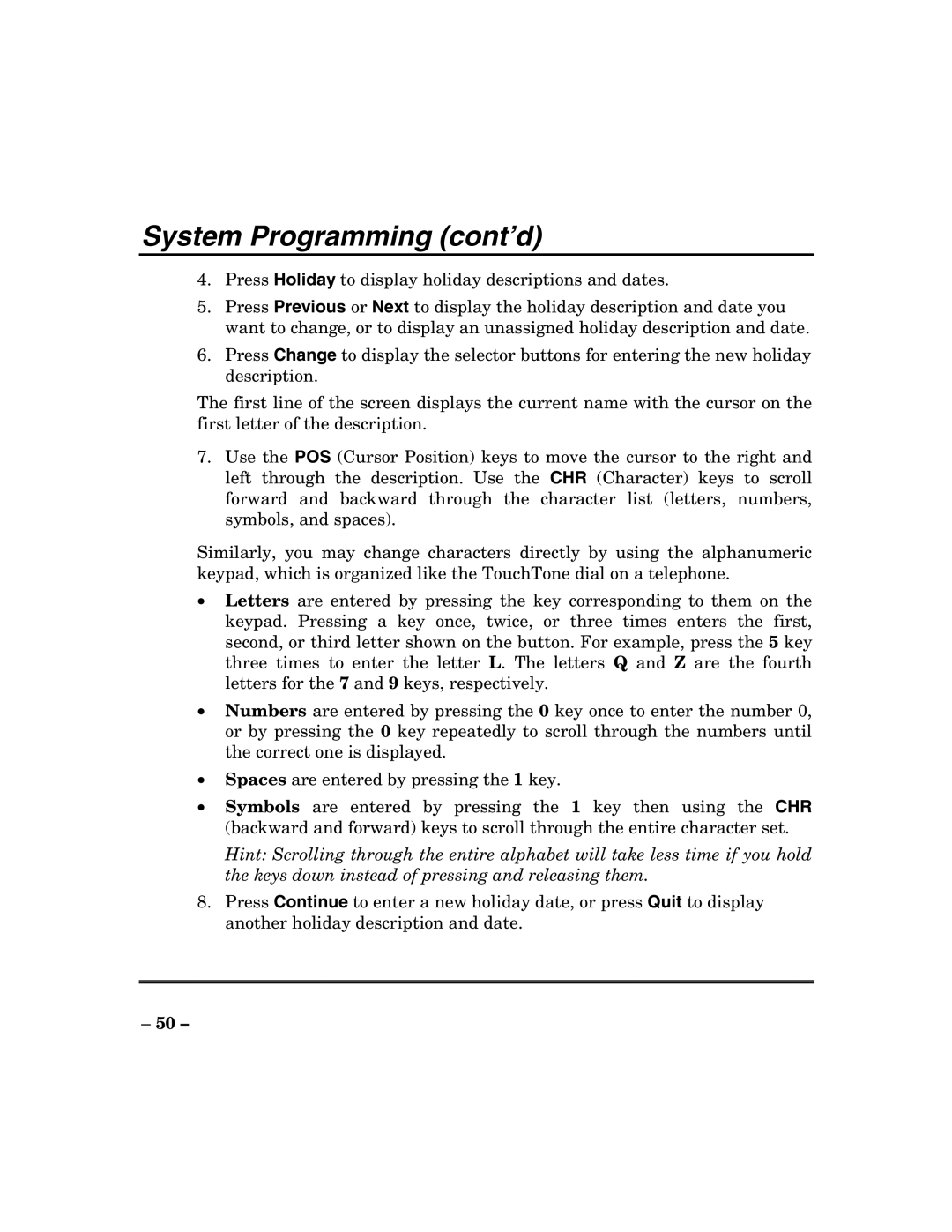 ADT Security Services 200 Plus manual System Programming cont’d 