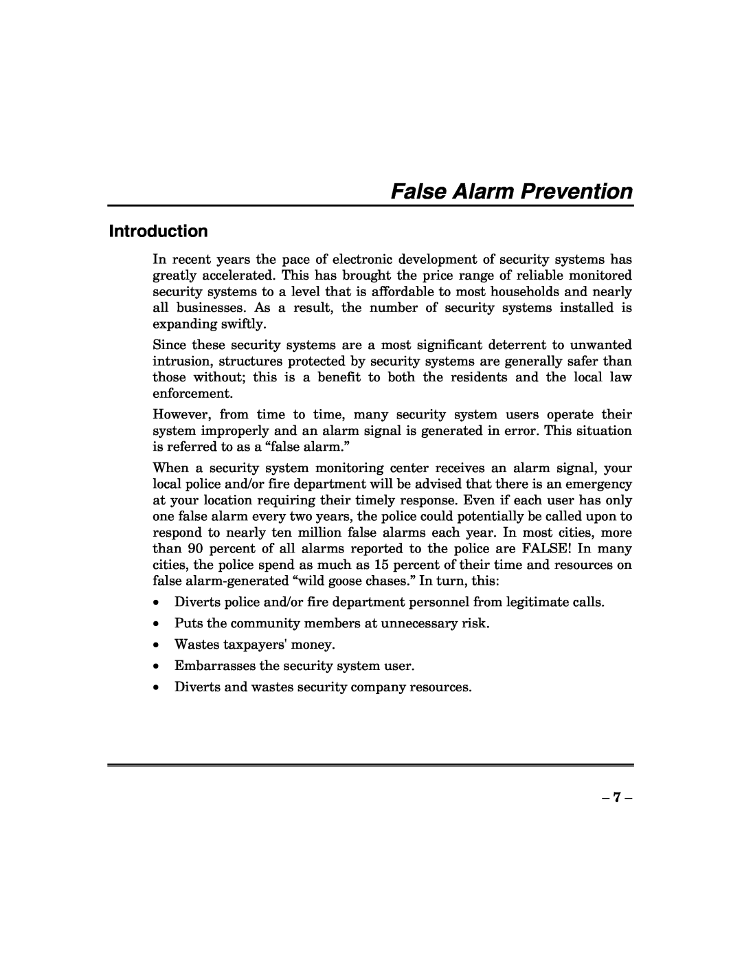 ADT Security Services 200 Plus manual False Alarm Prevention, Introduction 
