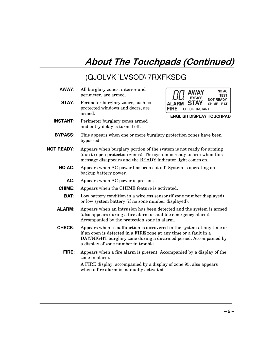 ADT Security Services 3000 manual $ERXW7KH7RXFKSDGV&RQWLQXHG 