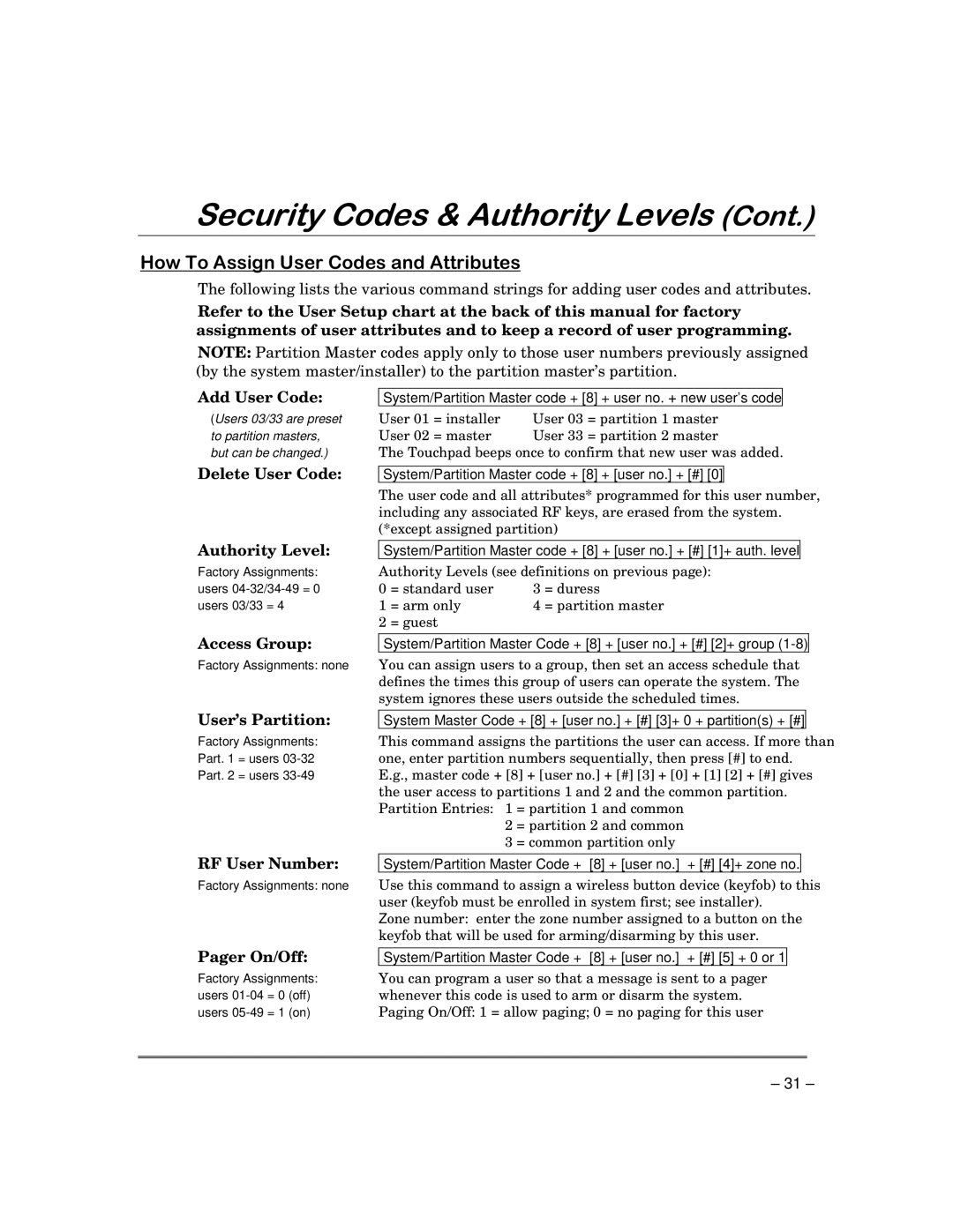 ADT Security Services 3000EN manual +RZ7R$VVLJQ8VHU&RGHVDQG$WWULEXWHV 