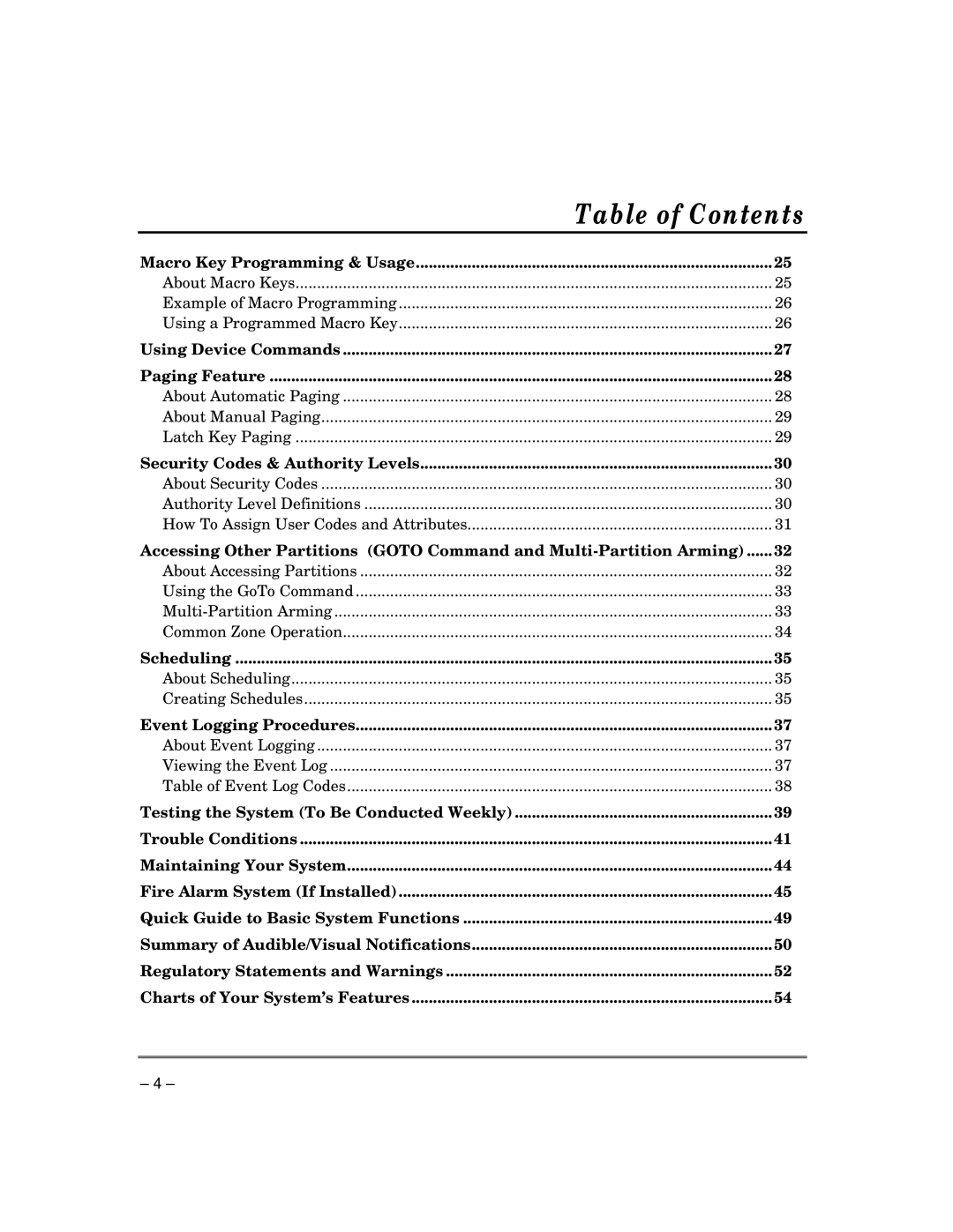 ADT Security Services 3000EN manual Table of Contents 