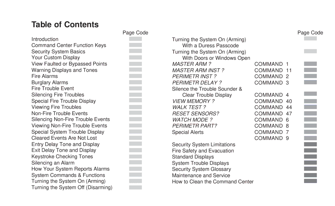 ADT Security Services 8112 manual Table of Contents 