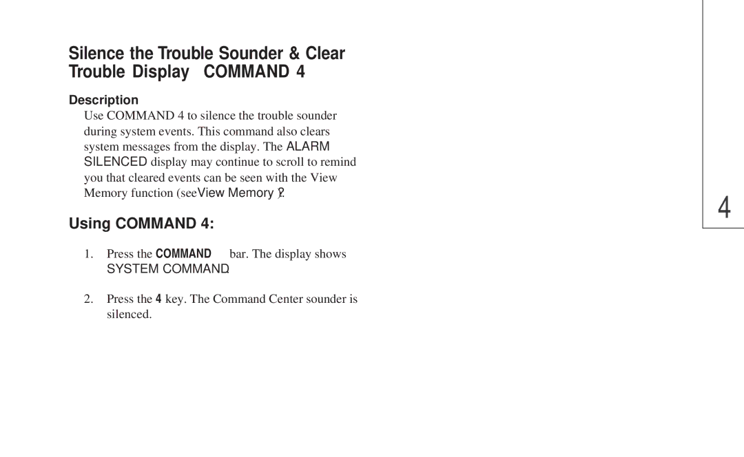 ADT Security Services 8112 manual Silence the Trouble Sounder & Clear Trouble Display Command, Using Command 