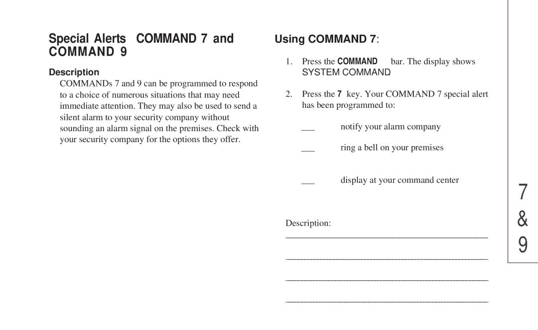 ADT Security Services 8112 manual Special Alerts Command 7 