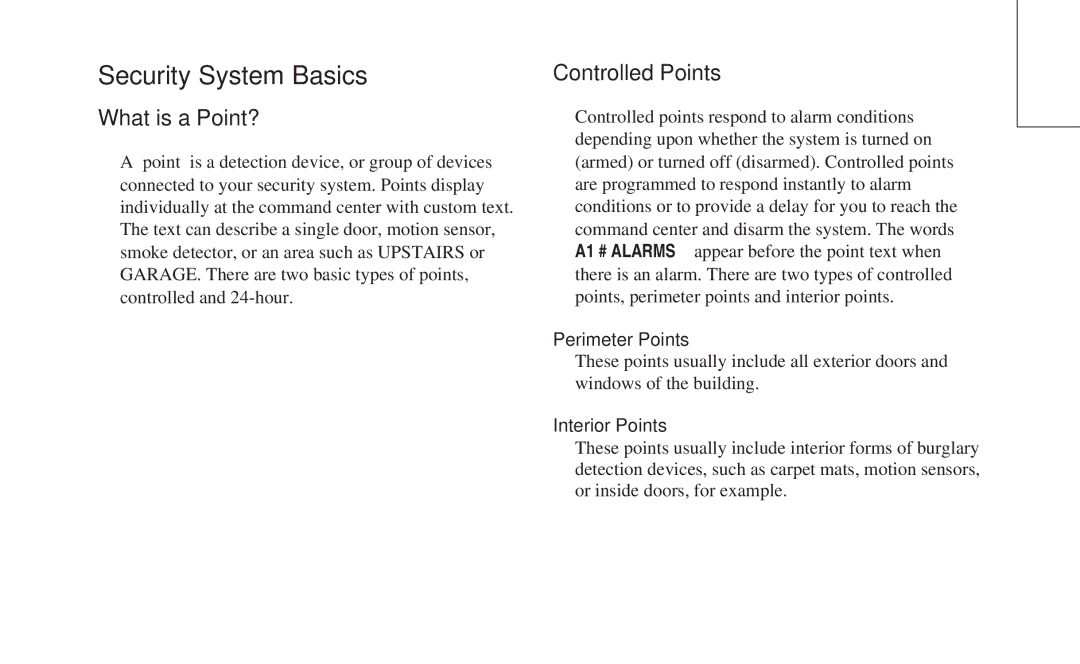 ADT Security Services 8112 manual Security System Basics, What is a Point?, Controlled Points 