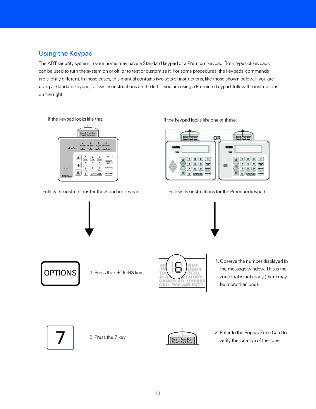 ADT Security Services BHS-3000C user manual Using the Keypad 