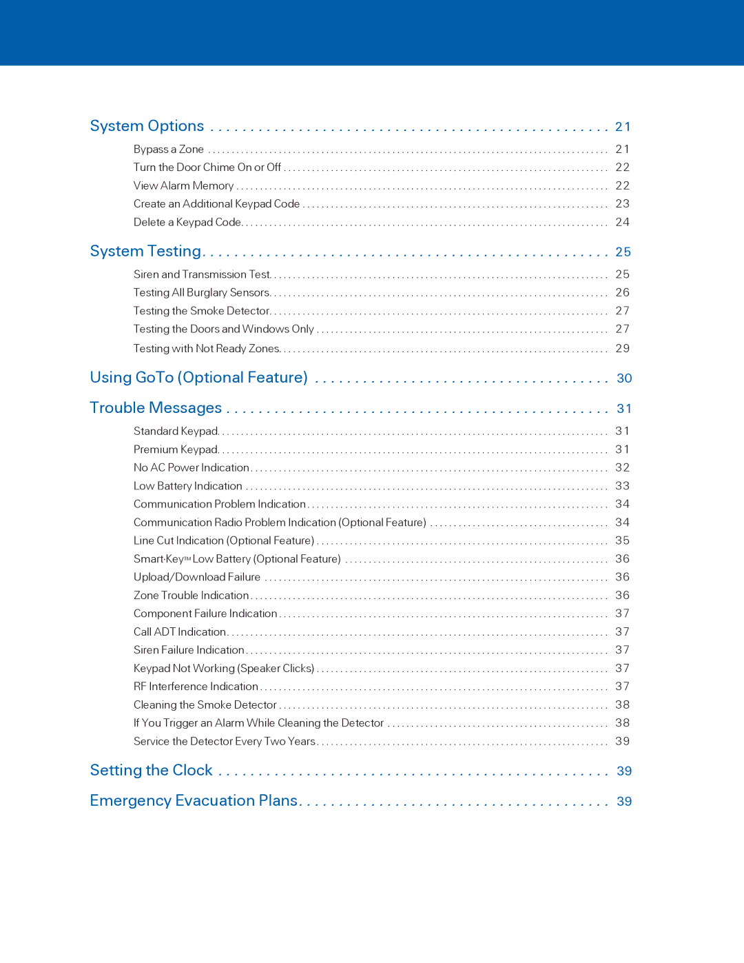 ADT Security Services BHS-4000A user manual System Options, System Testing 