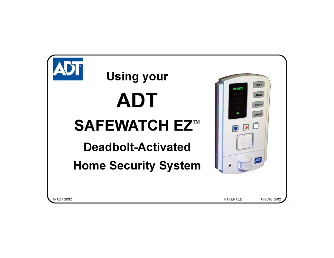 ADT Security Services EZ manual Adt 