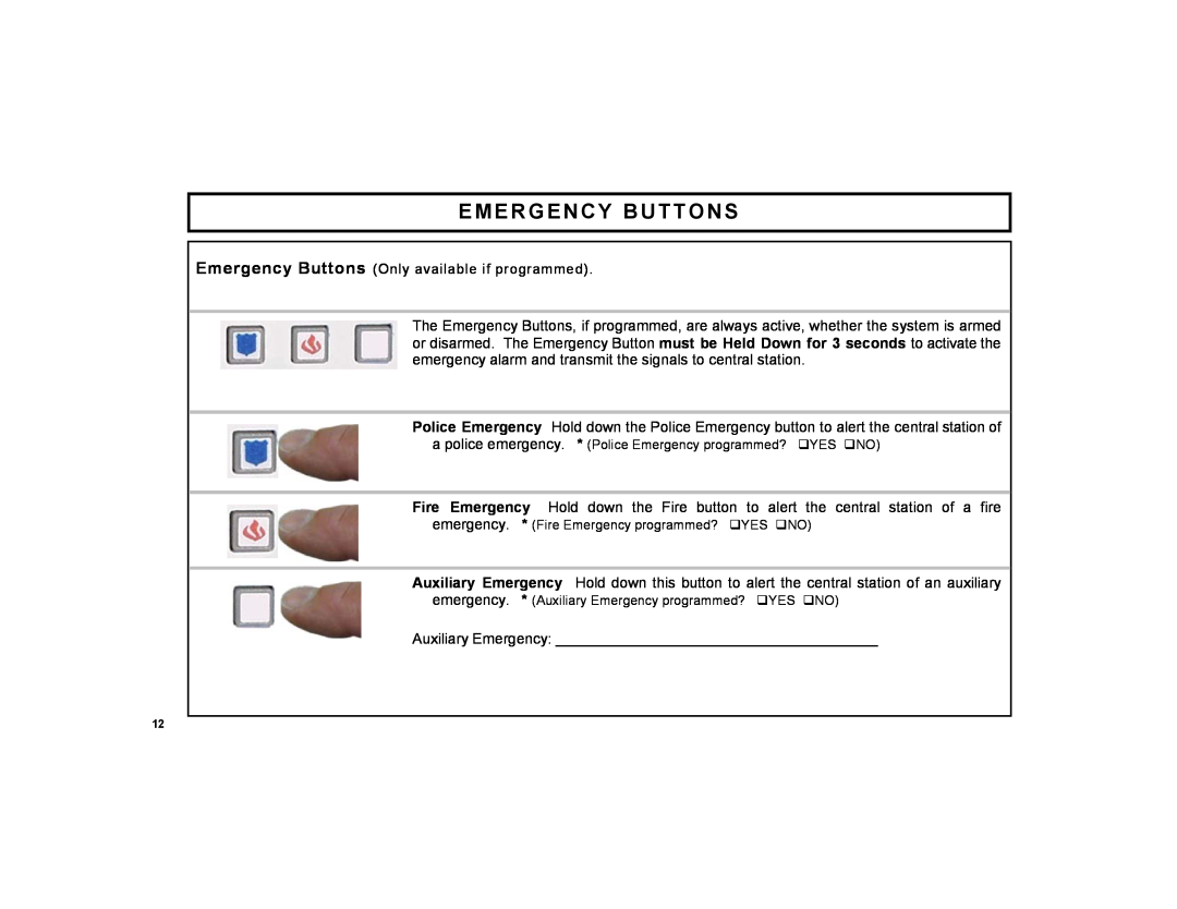 ADT Security Services EZ manual Emergency Buttons 