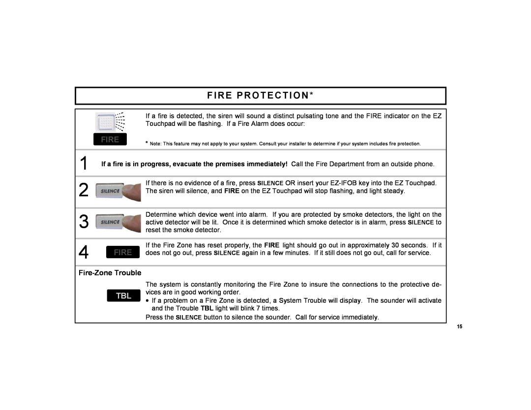 ADT Security Services EZ manual Fire Protection, Fire-ZoneTrouble 