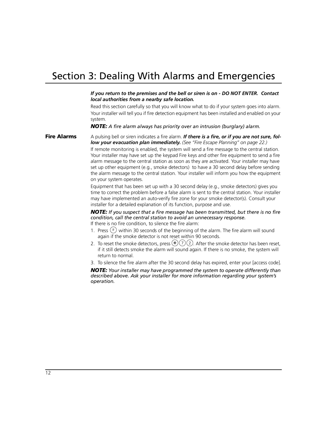 ADT Security Services Power 864 manual Dealing With Alarms and Emergencies 