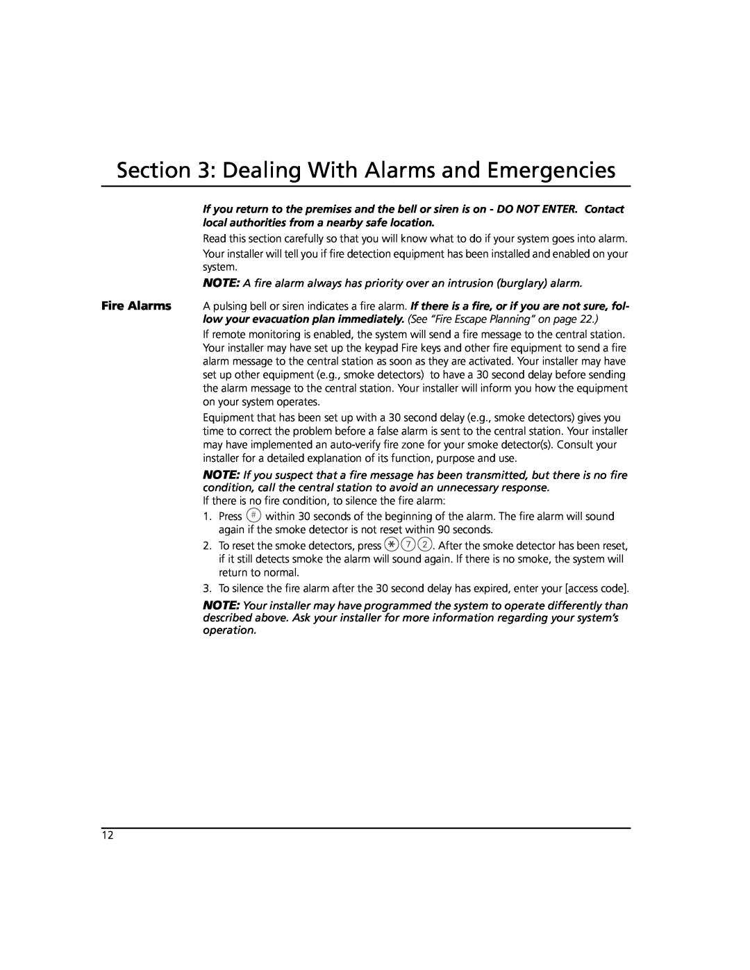 ADT Security Services Power 864 manual Dealing With Alarms and Emergencies 