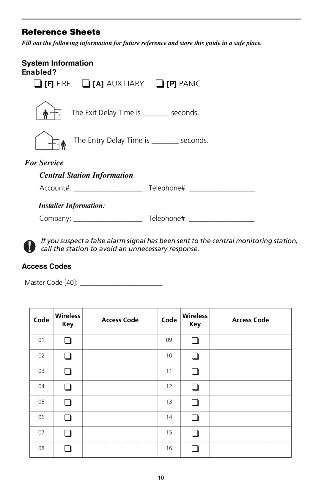 ADT Security Services SCW9045-433, SCW9047-433 manual Reference Sheets, System Information, Installer Information 