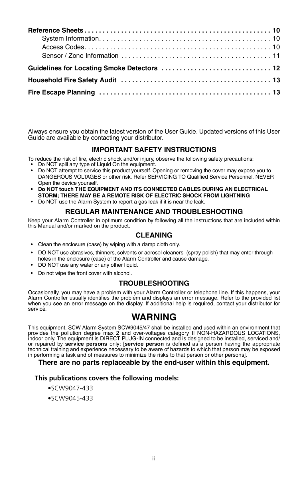 ADT Security Services SCW9045-433, SCW9047-433 manual Important Safety Instructions 