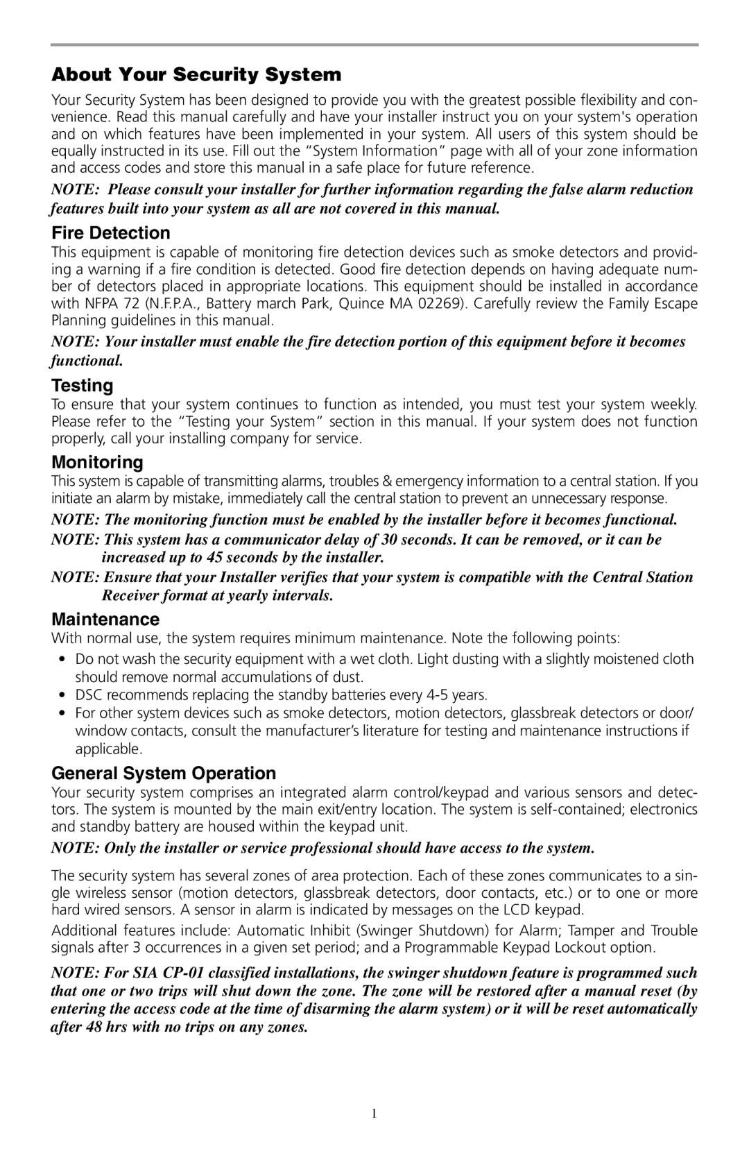 ADT Security Services SCW9047-433 manual About Your Security System, Fire Detection, Testing, Monitoring, Maintenance 