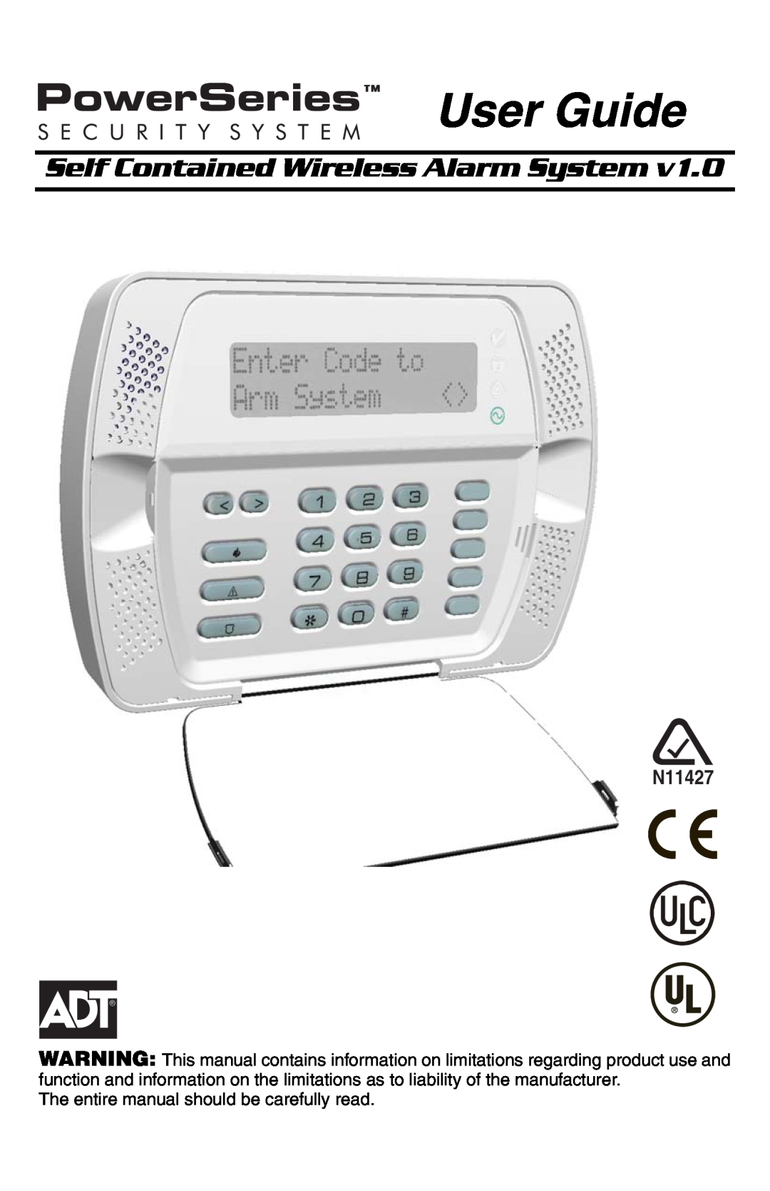 ADT Security Services SCW9047-433, SCW9045-433 manual User Guide, Self Contained Wireless Alarm System, N11427 