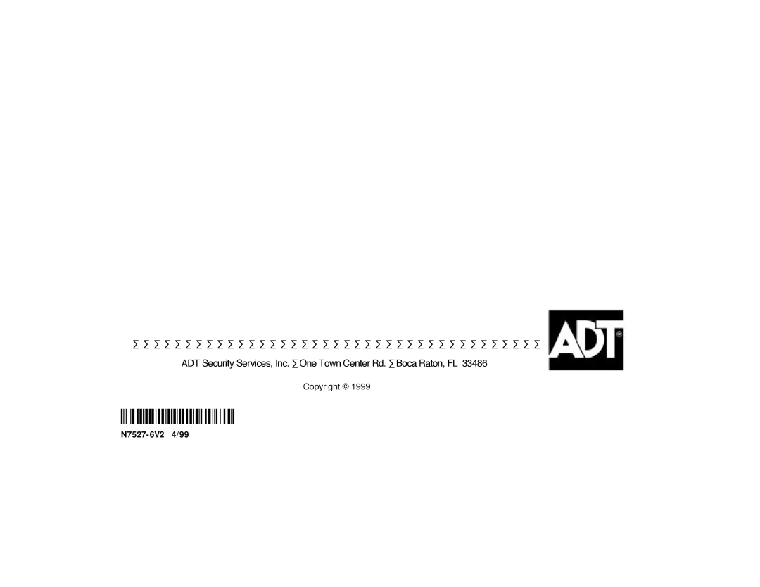 ADT Security Services Security System, Security Manager 2000 user manual ÀN7527-6V2Dä 