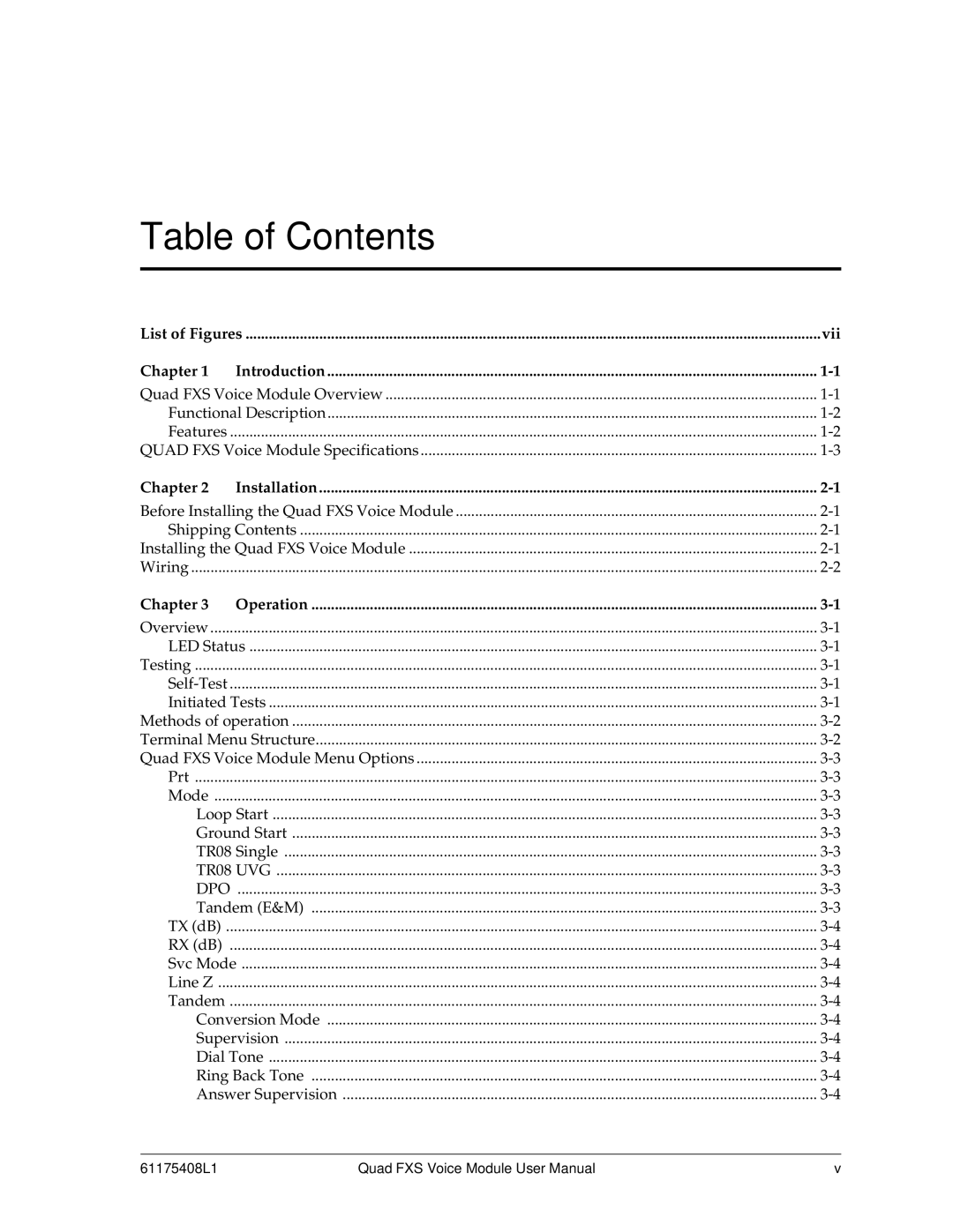 ADTRAN 1175408L1 user manual Table of Contents 