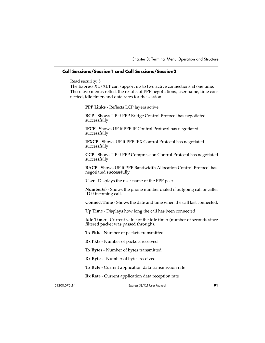 ADTRAN 1200070L2, 1200070L1 user manual Call Sessions/Session1 and Call Sessions/Session2 