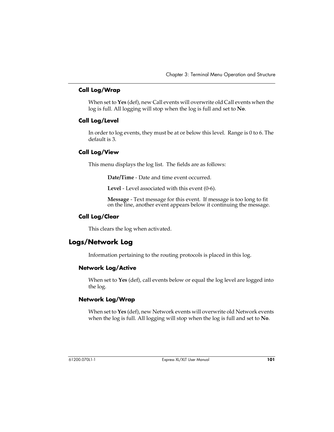 ADTRAN 1200070L2, 1200070L1 user manual Logs/Network Log 