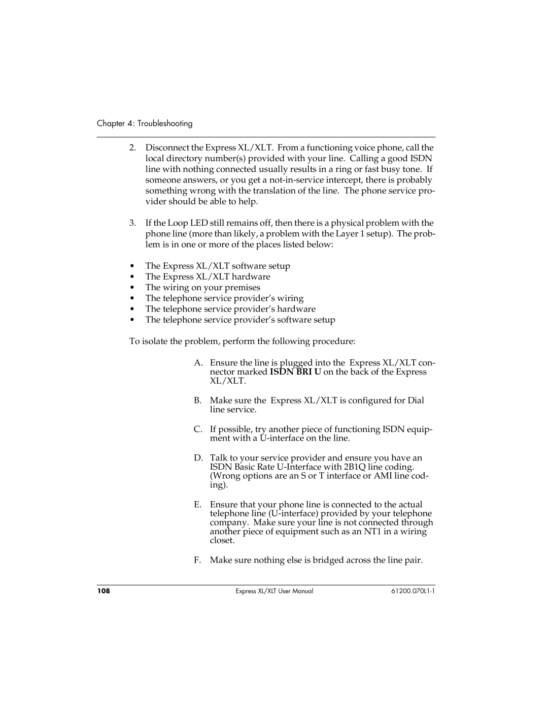 ADTRAN 1200070L1, 1200070L2 user manual Troubleshooting 