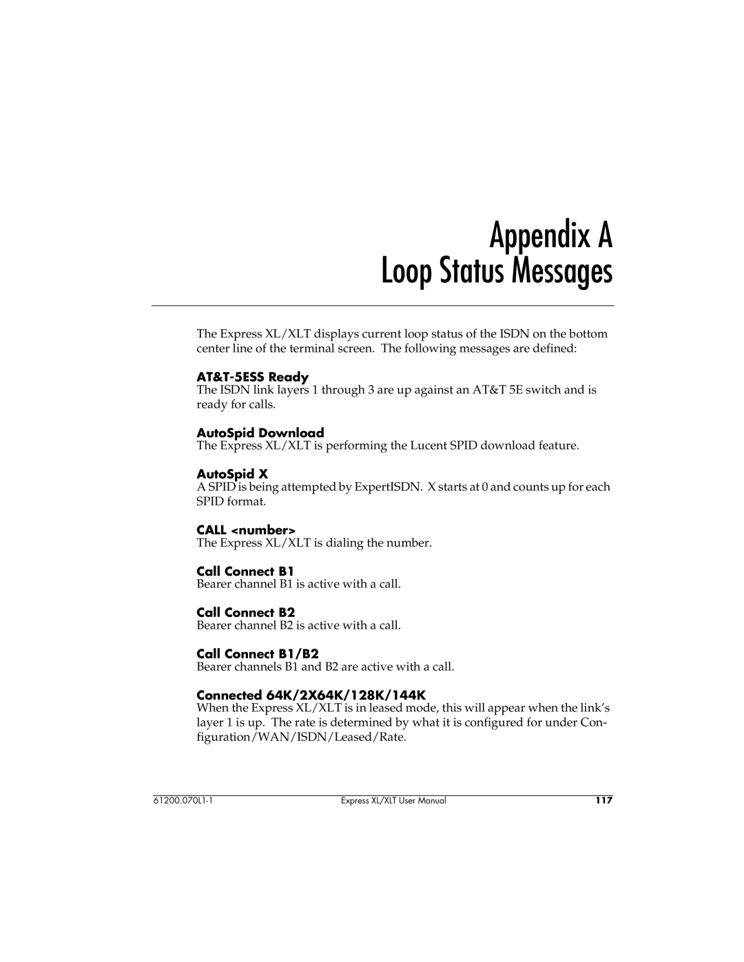 ADTRAN 1200070L2, 1200070L1 AT&T-5ESS Ready, AutoSpid Download, Call number, Call Connect B2, Call Connect B1/B2 