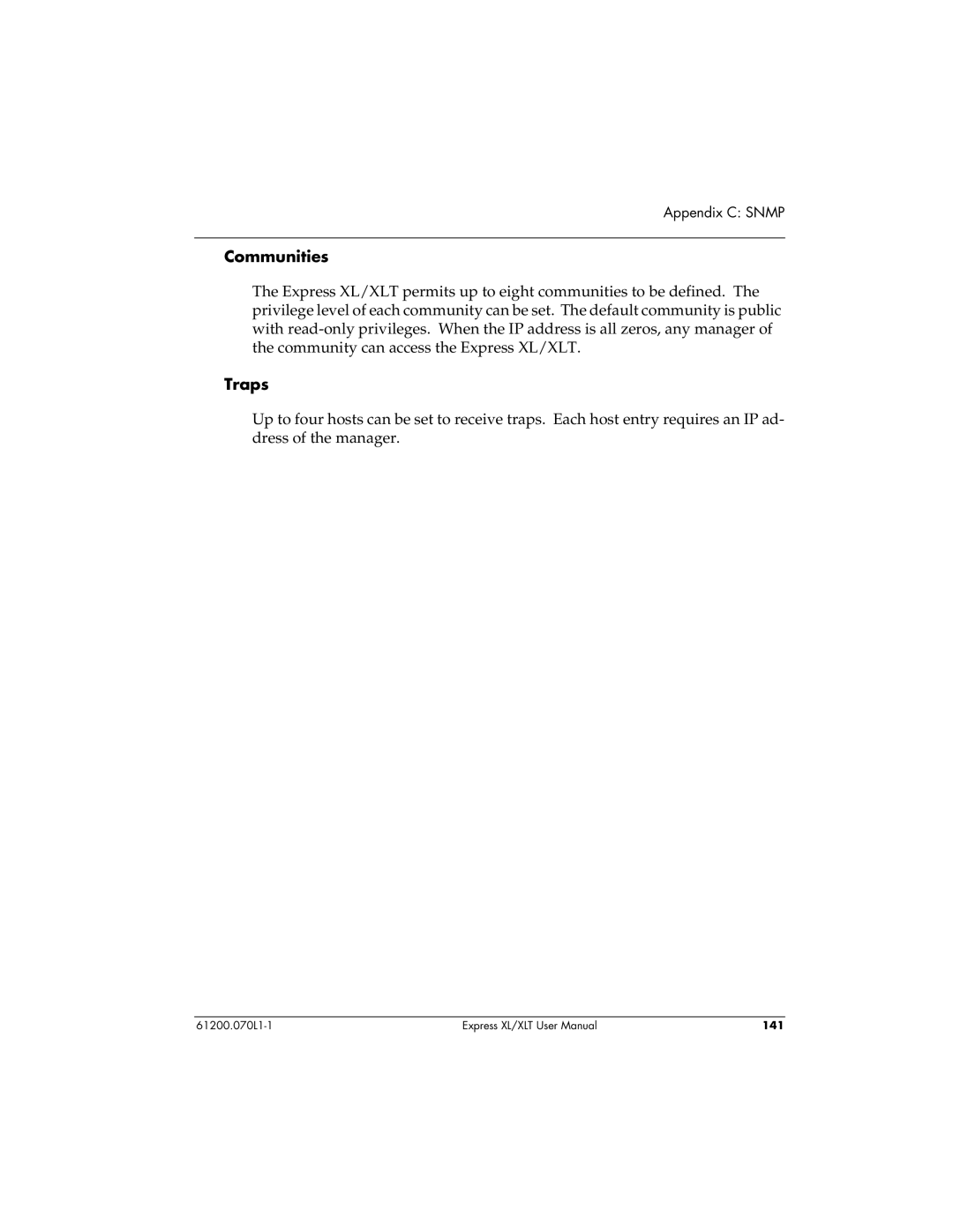 ADTRAN 1200070L2, 1200070L1 user manual Communities, Traps 