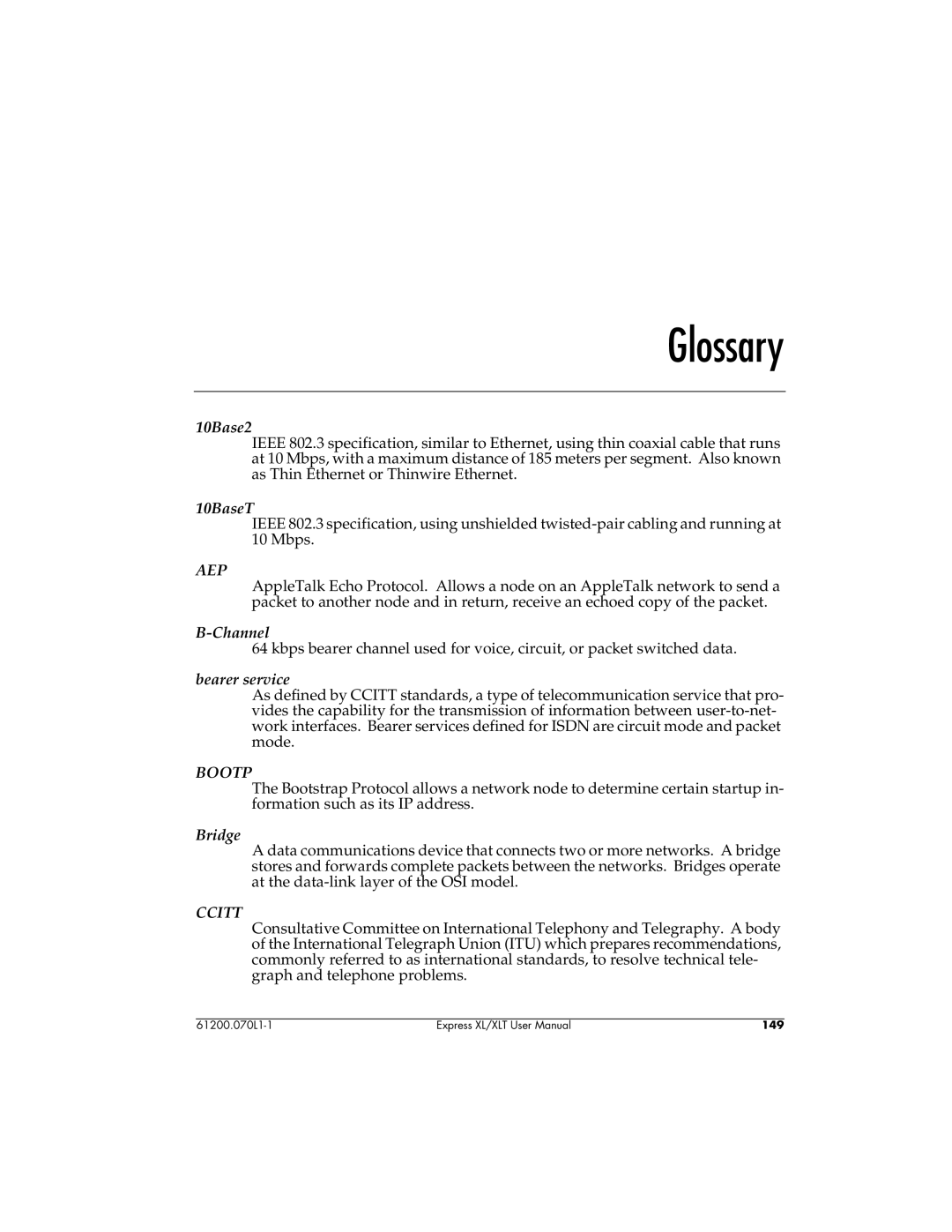 ADTRAN 1200070L2, 1200070L1 user manual Glossary 