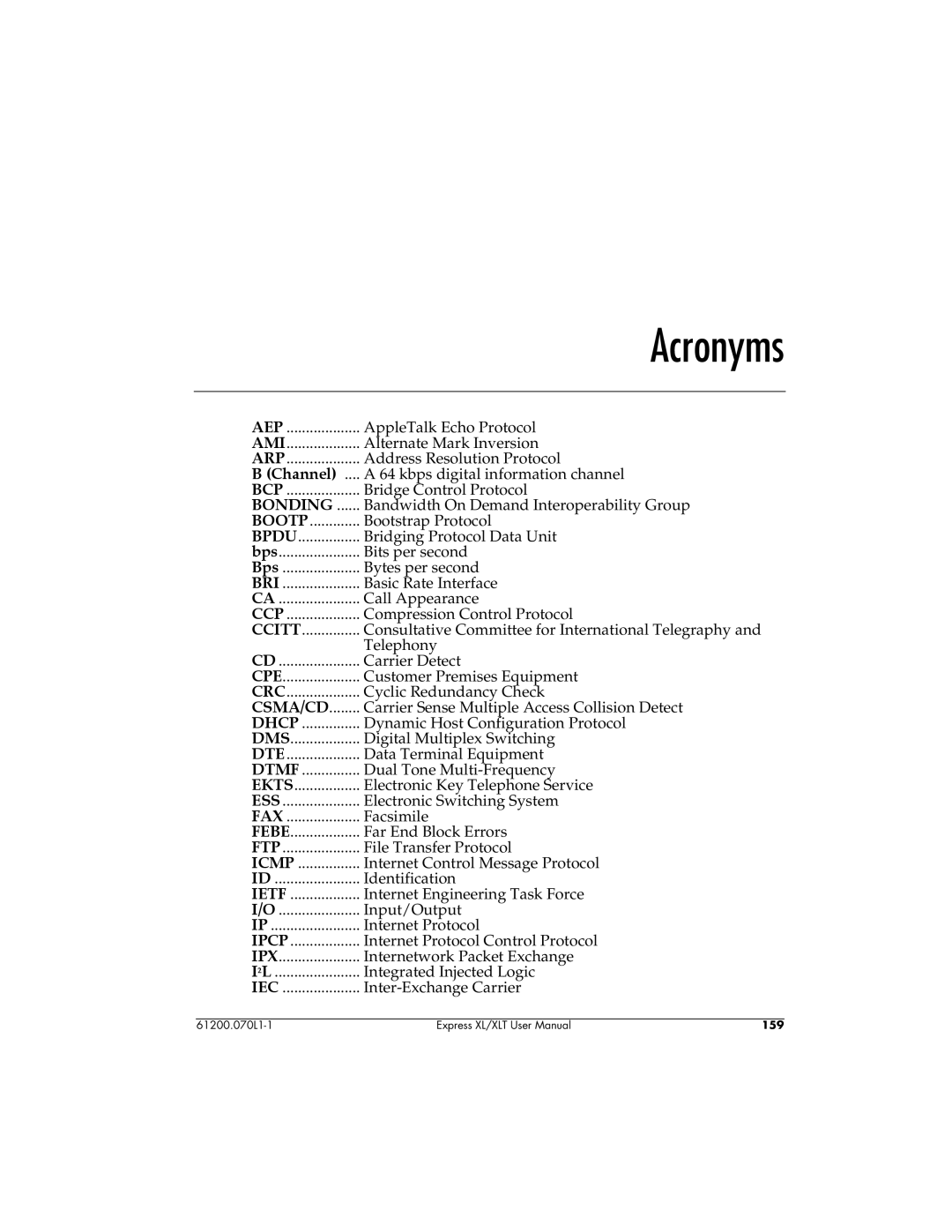 ADTRAN 1200070L2, 1200070L1 user manual Acronyms, Channel 