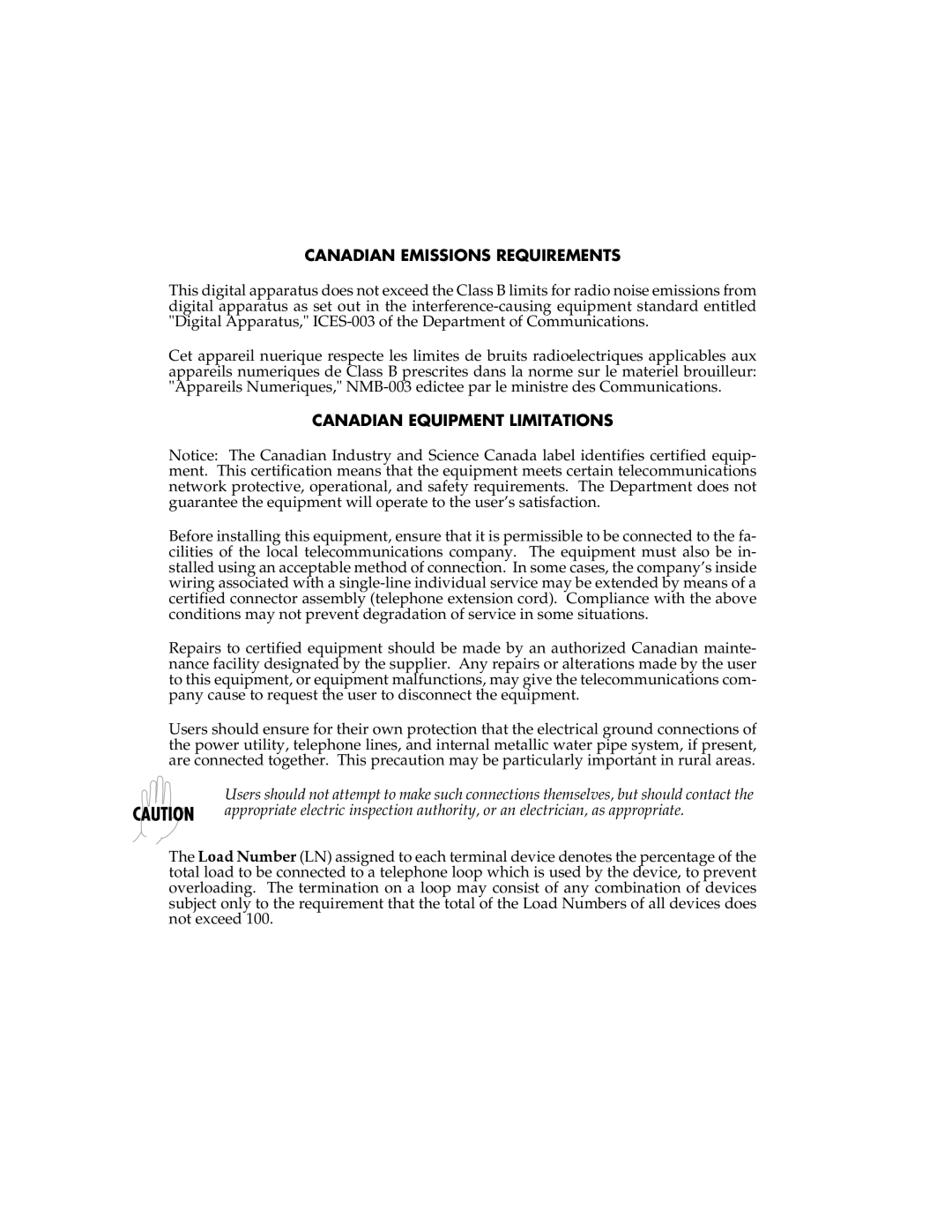 ADTRAN 1200070L1, 1200070L2 user manual Canadian Emissions Requirements 