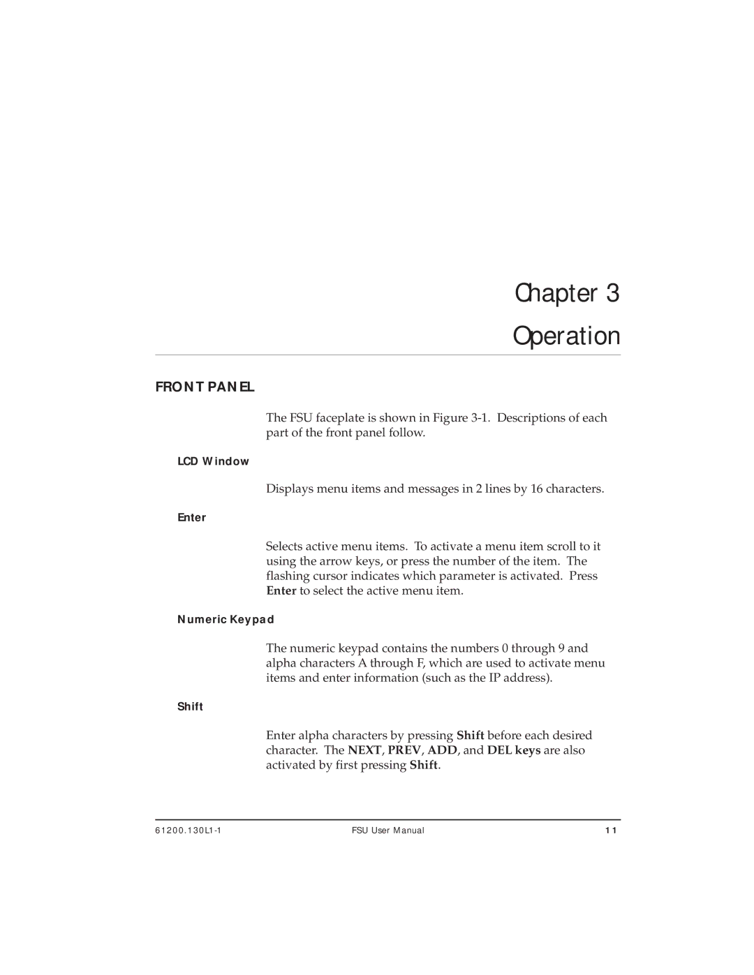 ADTRAN 1200130L2, 1200130L1 user manual Chapter Operation, Front Panel 