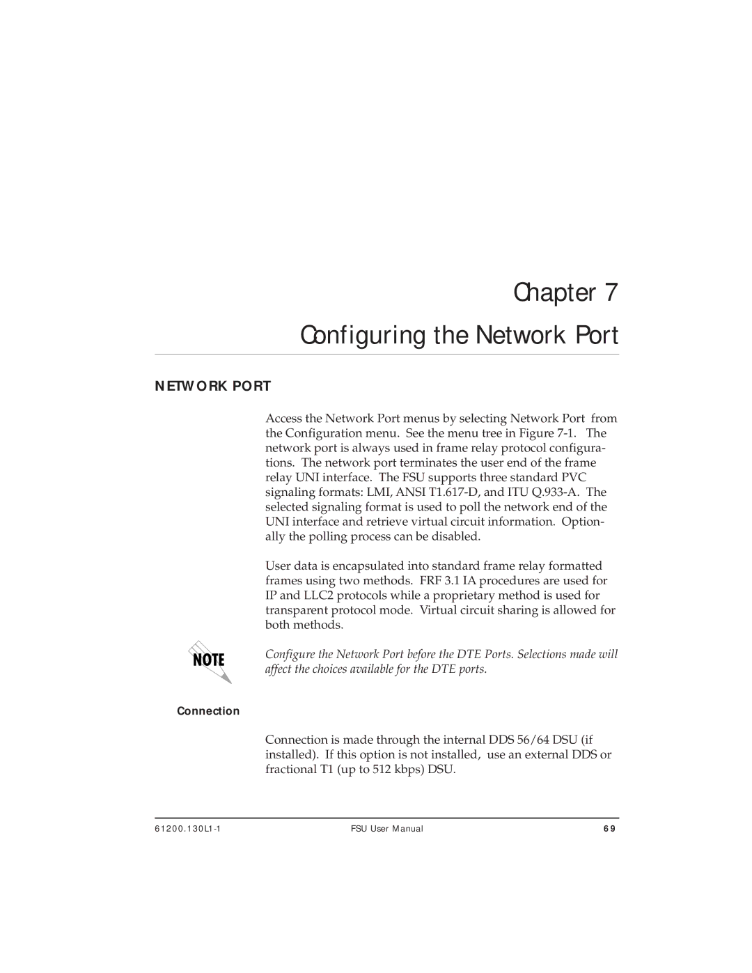 ADTRAN 1200130L2, 1200130L1 user manual Chapter Configuring the Network Port 