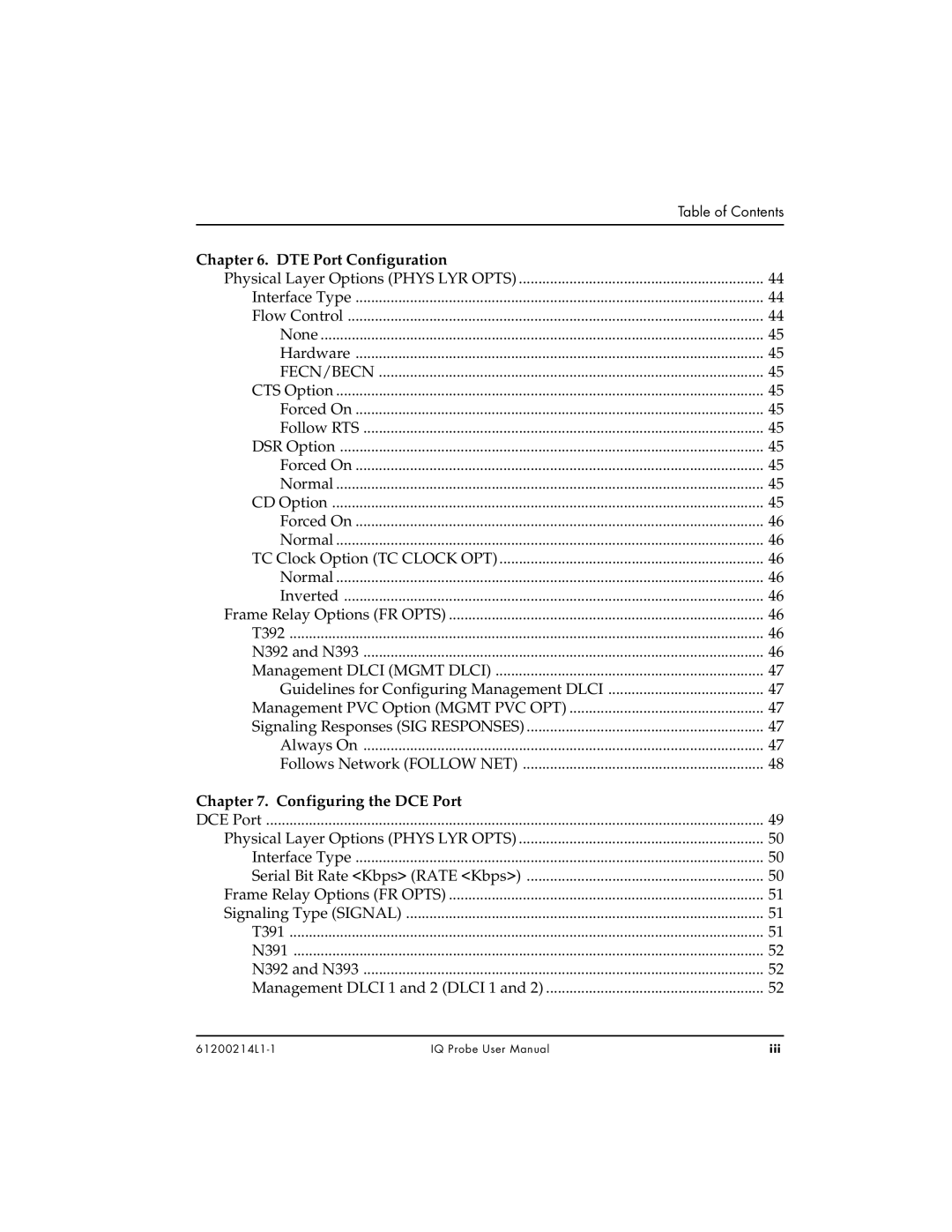 ADTRAN 1204002L1, 1200214L1, 1204006L1 user manual DTE Port Configuration 