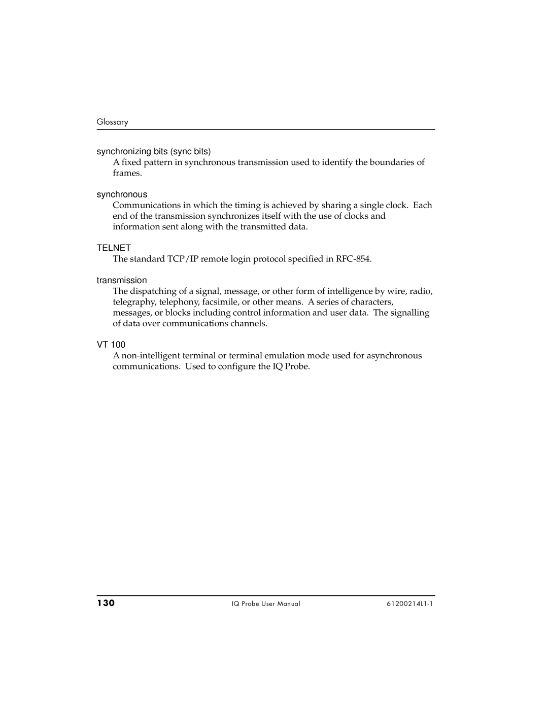 ADTRAN 1204002L1, 1200214L1, 1204006L1 user manual Synchronous, 130 