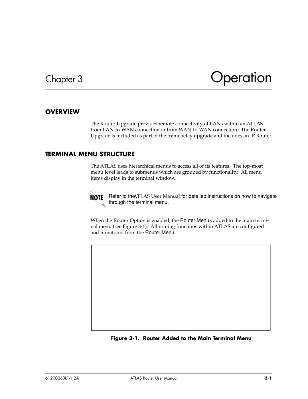 ADTRAN 1200263L1-1.2A user manual Overview, Terminal Menu Structure 