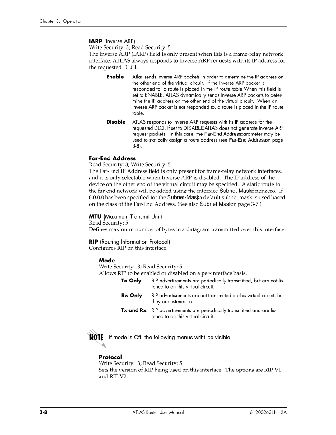 ADTRAN 1200263L1-1.2A user manual Far-End Address, Mode, Protocol 