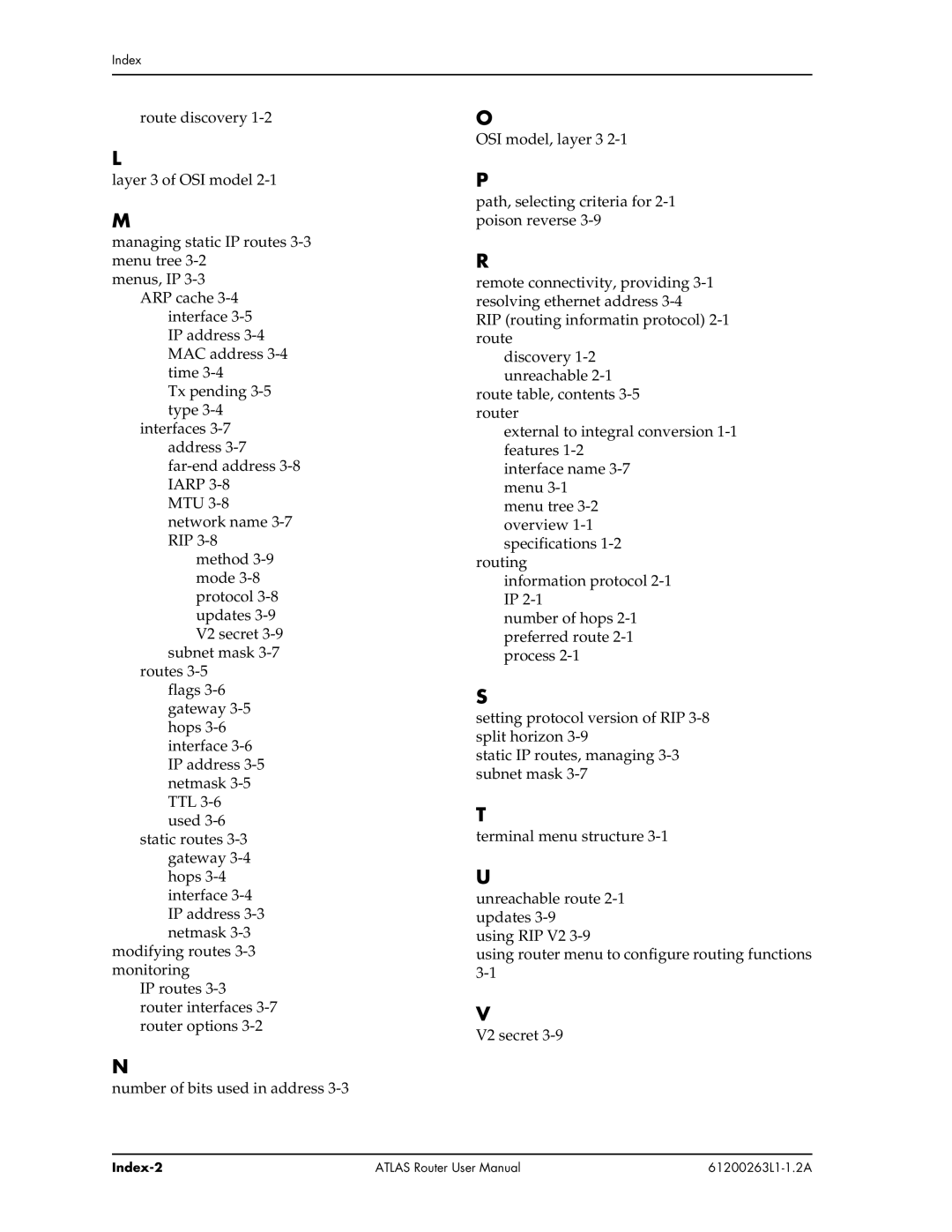 ADTRAN 1200263L1-1.2A user manual Index-2 